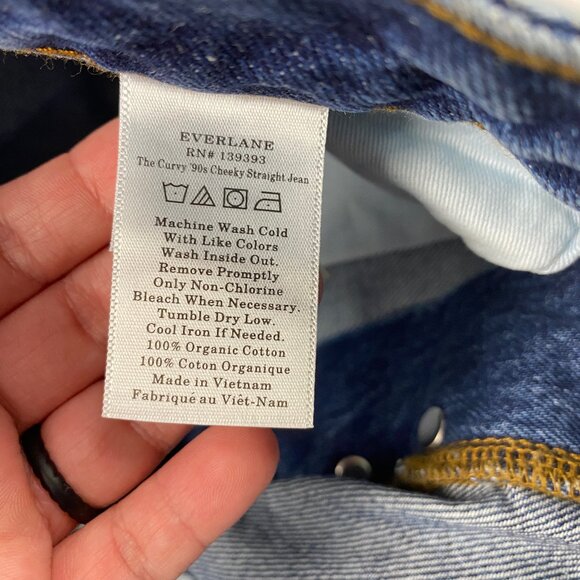 NWT Everlane Jeans Women's Size 27 The Curvy 90's Cheeky Straight Jean Blue - Picture 13 of 13